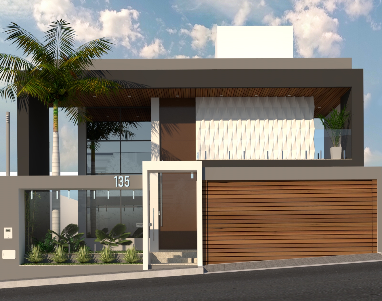 Sobrado 135 — Painéis 3D e Jardim