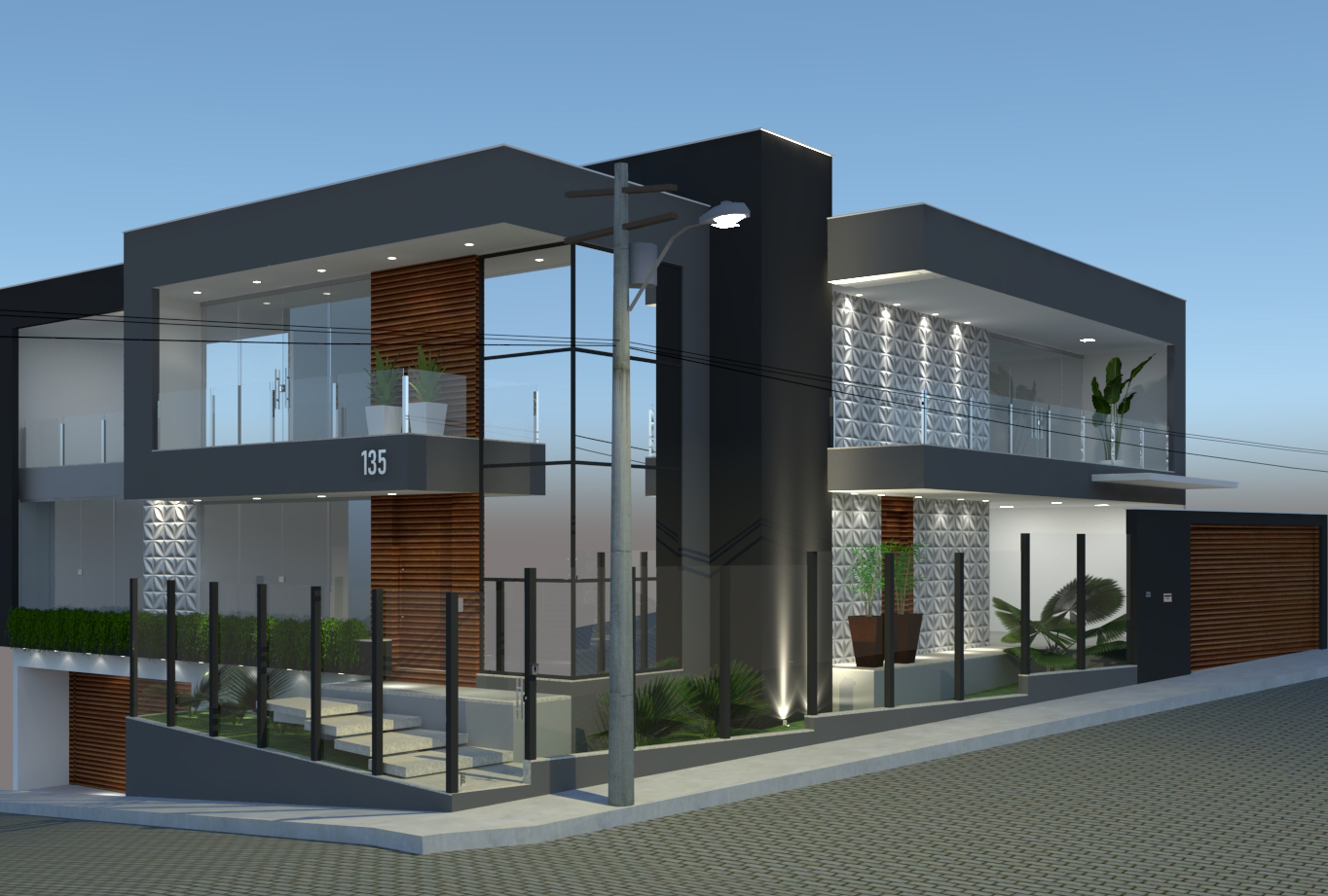 Sobrado 135 — Painéis 3D e Jardim